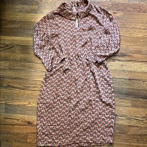 United Colors Of Benetton Geometric Long Sleeve Dress